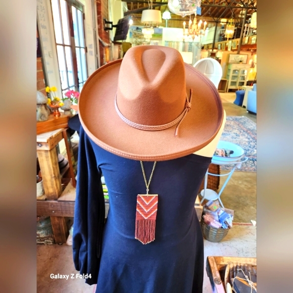 Mocha Brown Hat with Attached Cording Detailing - Picture 5 of 17